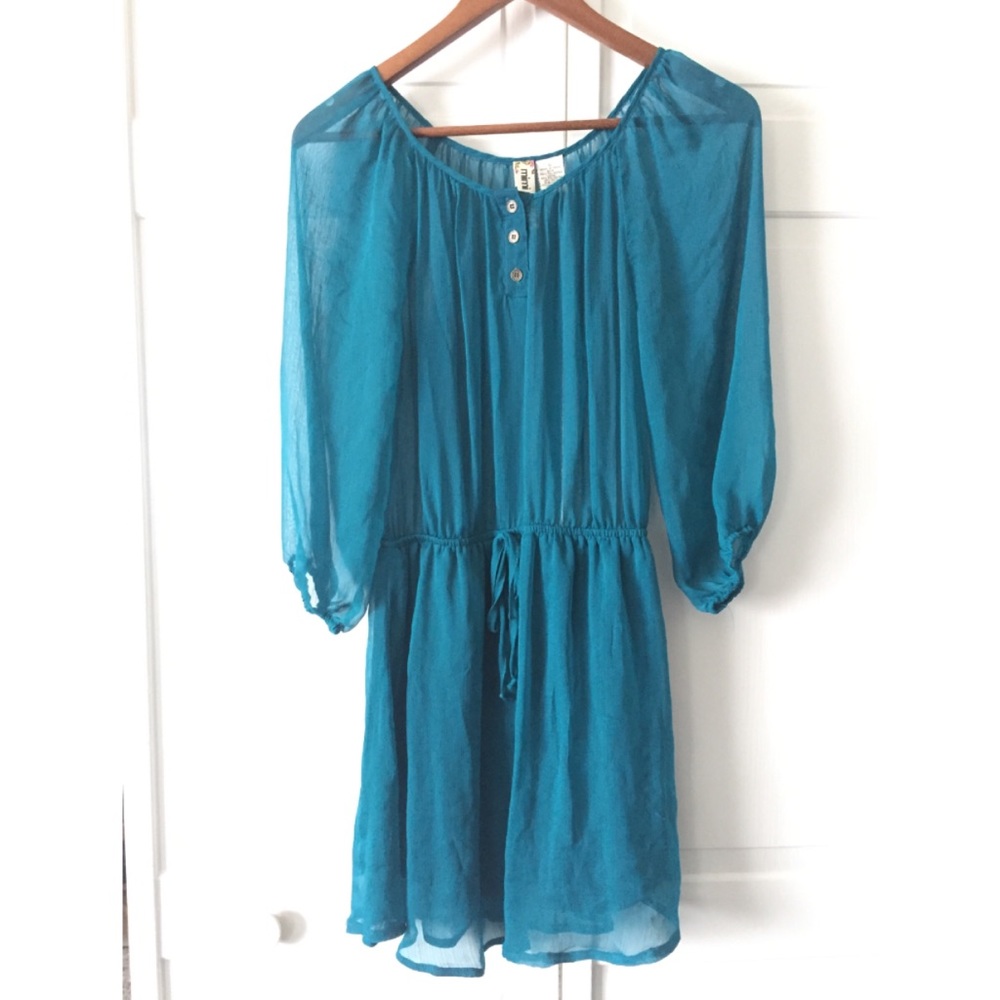 Mimi Chica | Sheer Blue Long Sleeve Dress
